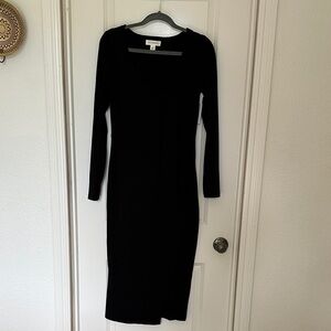 Long Sleeve Black Scoop Neck Dress, Treasure & Bond, Size M, NWT